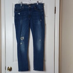 Express Jeans Cropped Skinny Mid Rise Distressed Ripped Cotton Blend Size 14